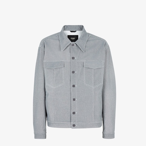 Fendi Signature Logo Shirt Jacket Gray - Picture 2 of 14
